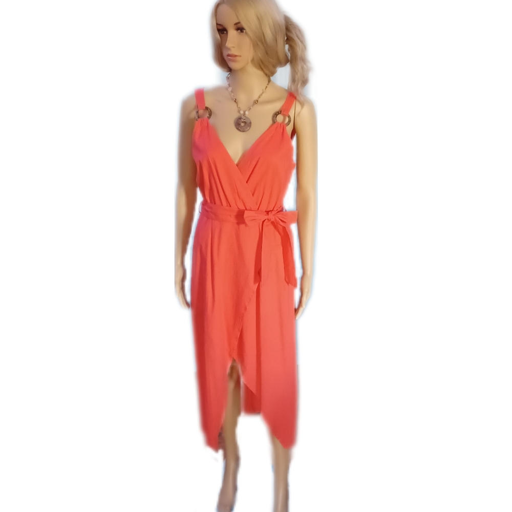 NEWFavlux M faux wrap cotton midi dress